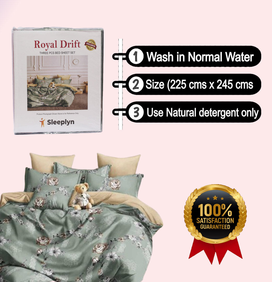 250 TC Sleeplyn : New Launch Cotton Comfort Printed Bedsheet (225 X 245 ) 1 Bedsheet + 2 Pillow cover