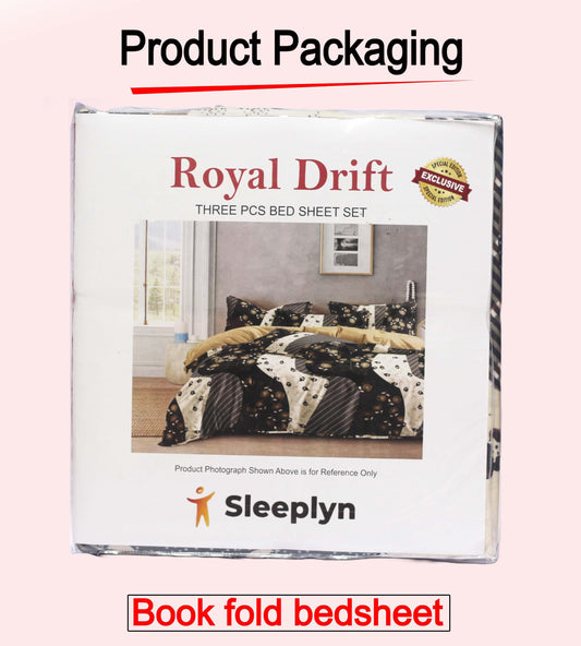 250 TC Sleeplyn : New Launch Cotton Comfort Printed Bedsheet (225 X 245 ) 1 Bedsheet + 2 Pillow cover