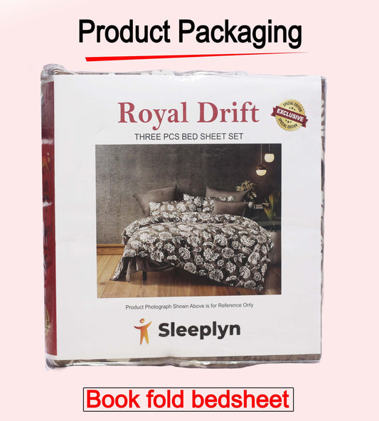 250 TC Sleeplyn : New Launch Cotton Comfort Printed Bedsheet (225 X 245 ) 1 Bedsheet + 2 Pillow cover