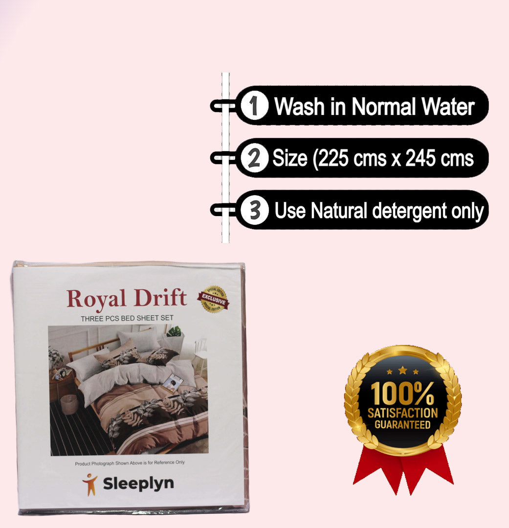 250 TC Sleeplyn : New Launch Cotton Comfort Printed Bedsheet (225 X 245 ) 1 Bedsheet + 2 Pillow cover