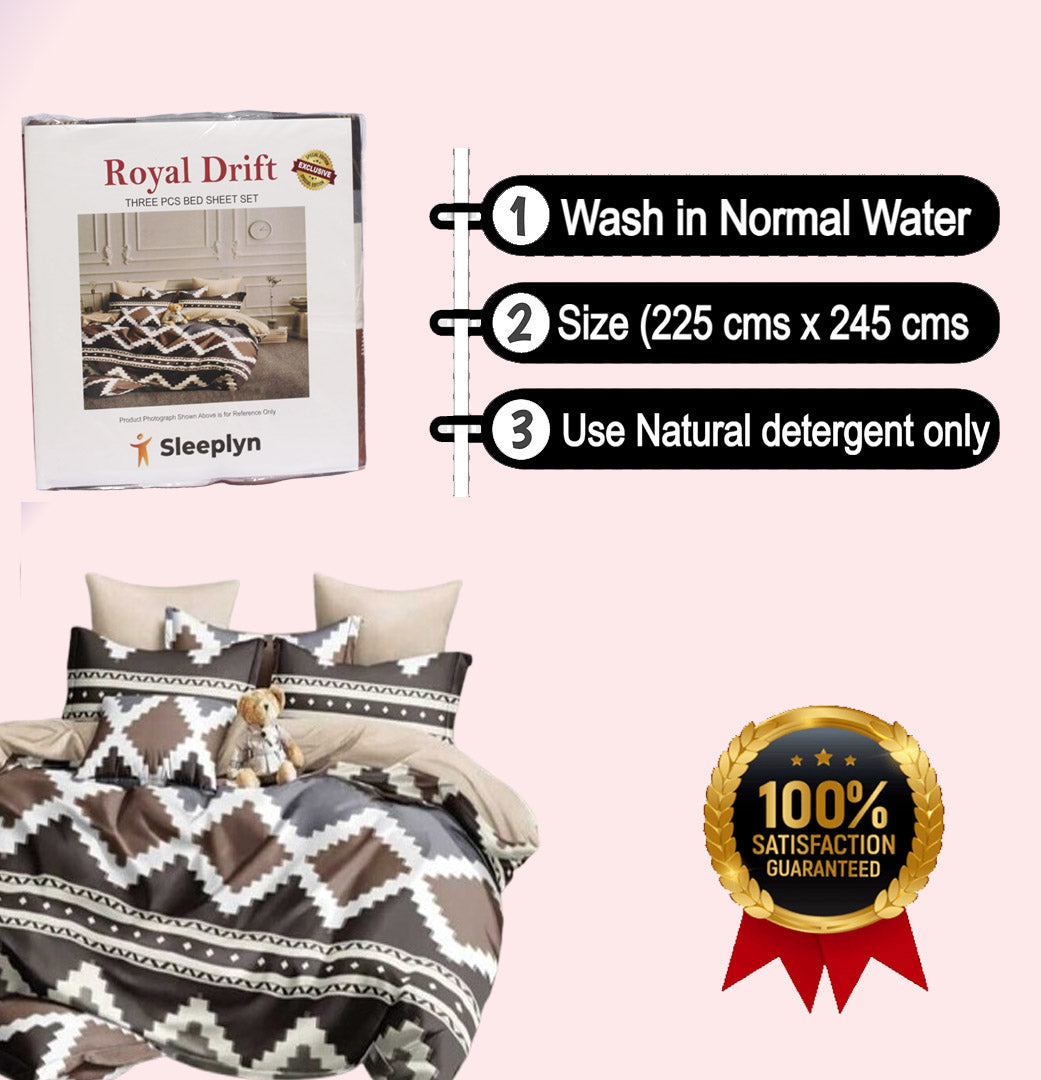 250 TC Sleeplyn : New Launch Cotton Comfort Printed Bedsheet (225 X 245 ) 1 Bedsheet + 2 Pillow cover
